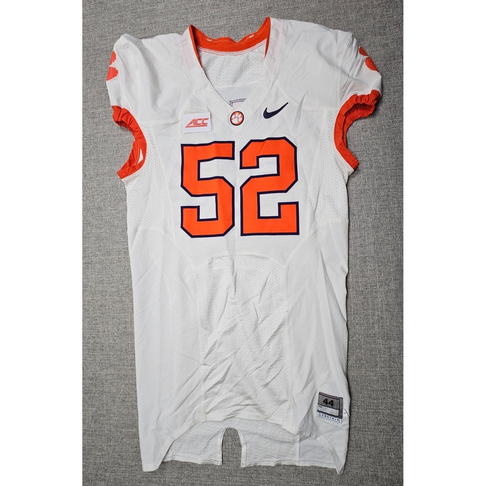 Clemson Tigers Football Jersey Mens 44 L White Game Worn Team Issued Nike #52